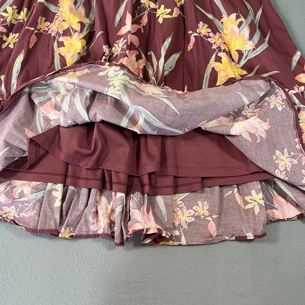 Torrid Floral Lily Tiered midi poplin Skirt Plus Size 3 Smocked Waist Lined - Picture 5 of 9